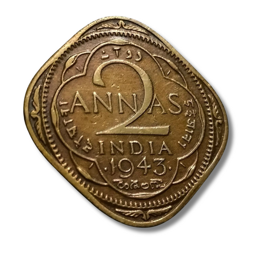 2 Annas Coin Year 1943 | George VI King Emperor