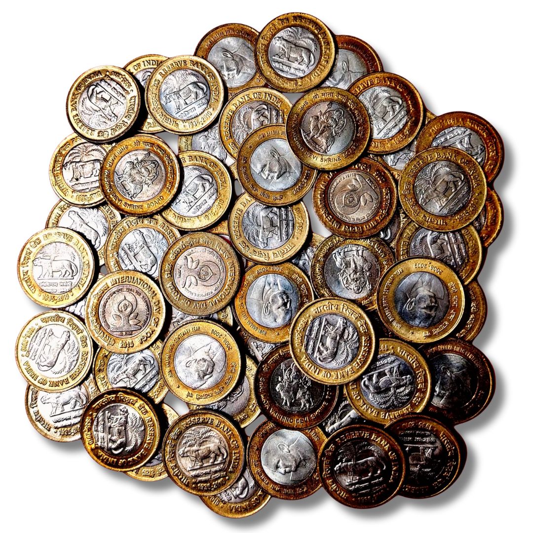 ₹10 Commemorative Coin Set – 60 Coins | Mixed Themes | UNC Condition

