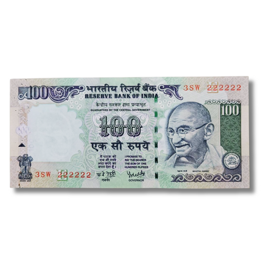Rs. 100 Note Super Fancy Number Old Issue Note 222222 Governor Name Y. V. Reddy