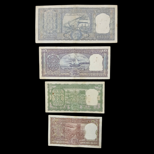 Rs 100 , 10 , 5 , 2 Diamond Issue Set of 4 Notes Extremely Rare Set