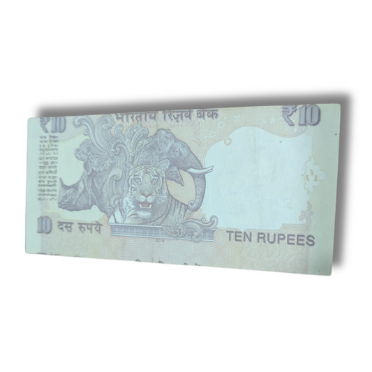 Rs 10 Error Note Inverted Number Serial Number Shifted Printing Error 011253