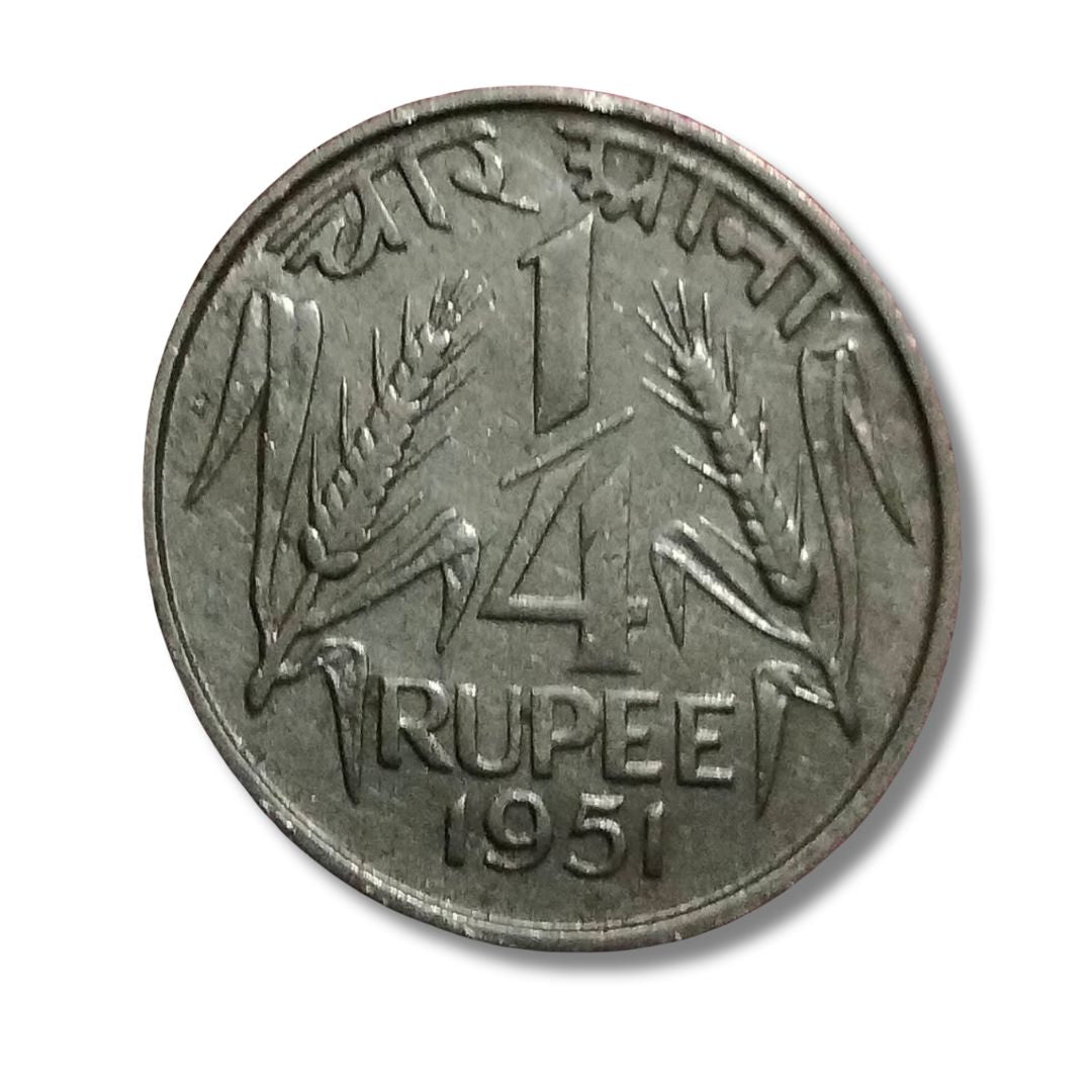 ¼ Rupee Coin 1951 | Kolkata Mint | Nickel | Rare Pre-Republic India Coin