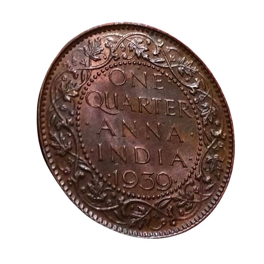 1939 One Quarter Anna | George VI King Emperor | British India Coin