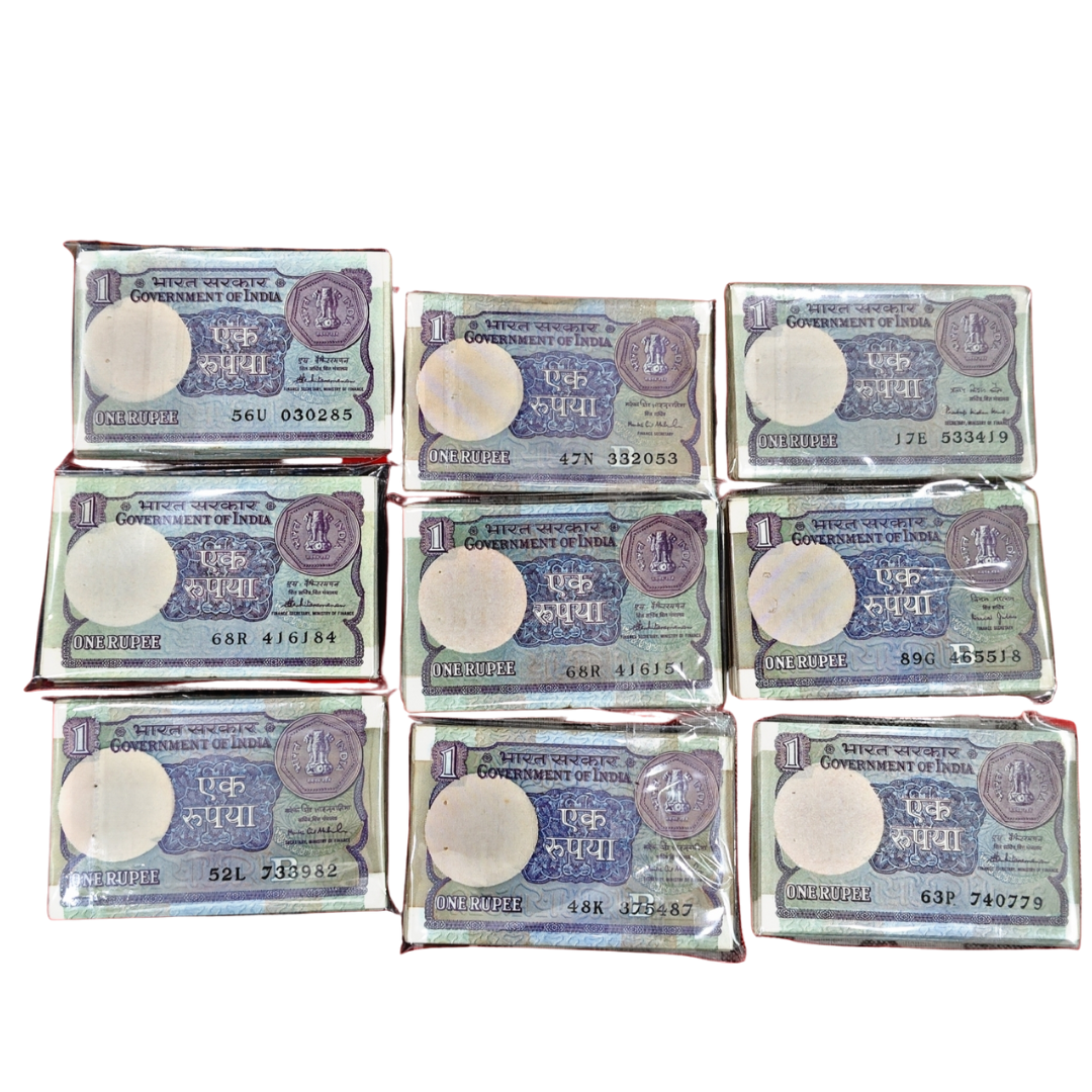 Rs 1 goverment of India old paten 100 note fresh currency Gem unc condition governor name Montek Singh Ahluwalia 1991