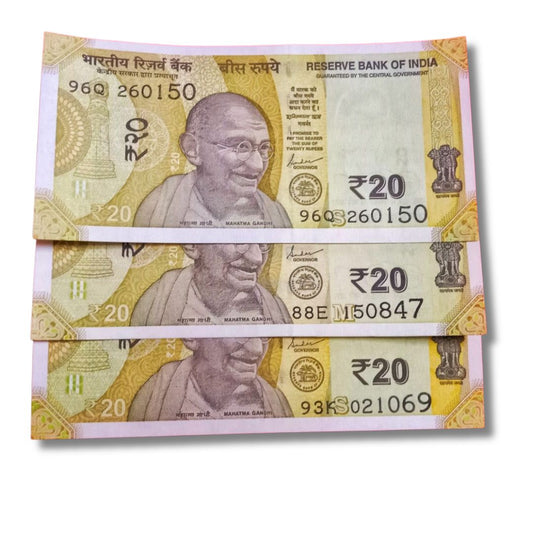  Rs 20 Fancy Note Set – Patriotic Dates UNC | Shaktikanta Das