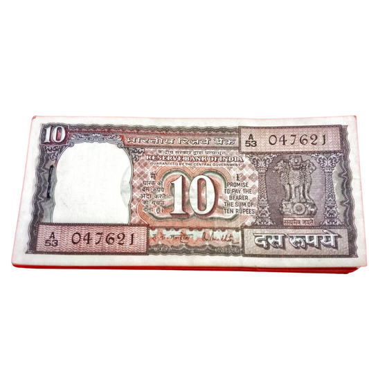 Rs 10 old black boat 80 notes serial packet with 687 number unc rn malhotra sign