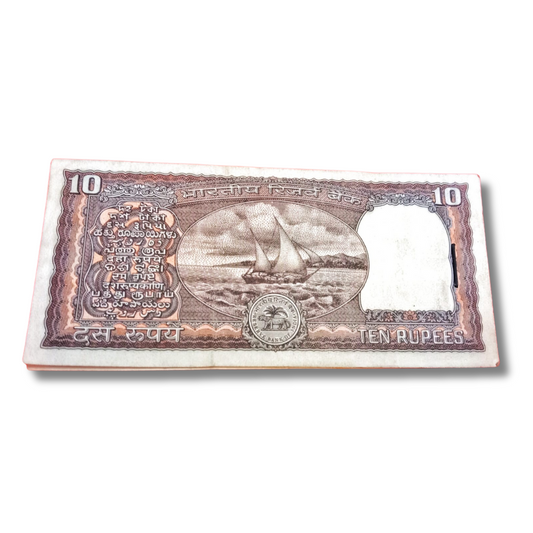 Rs 10 old black boat 80 notes serial packet with 687 number unc rn malhotra sign