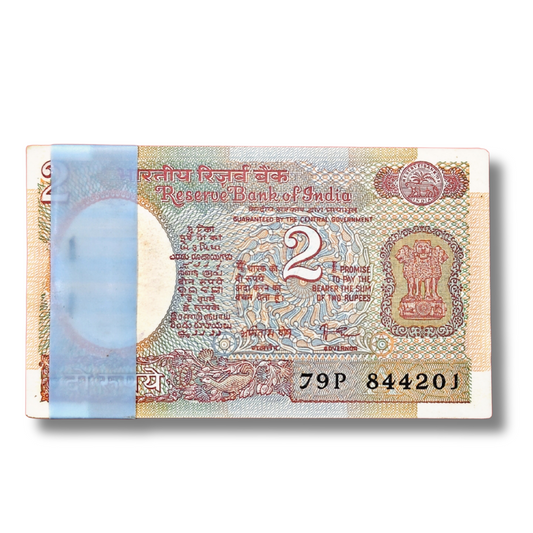 Rs 2 bank note India 100pis fresh note extremely rare governor name Amitabh ghosh without satyamev jayte gem unc condition