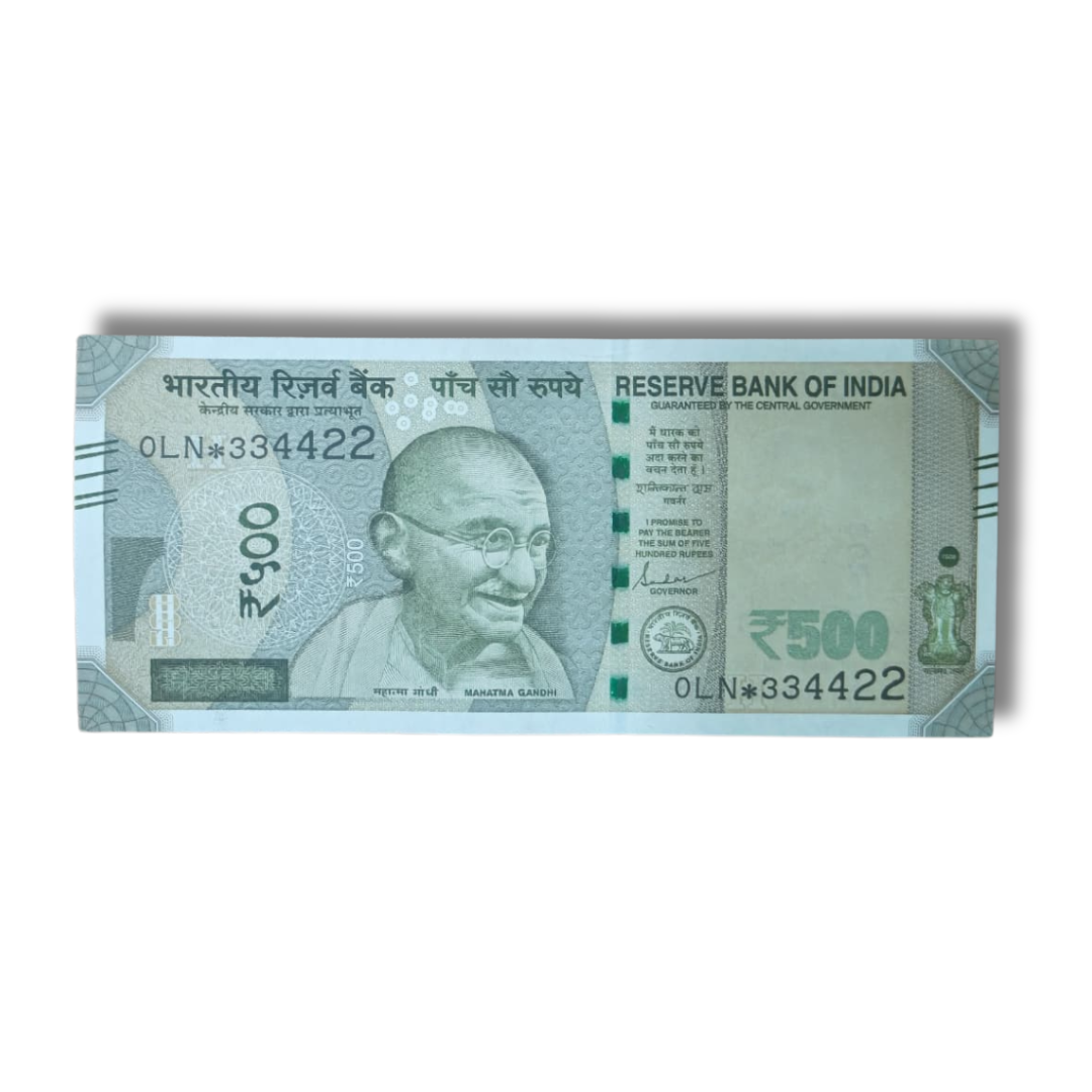 Rs. 500 Indian Currency Note – Fancy Serial Number 334422 | Single Collectible Note