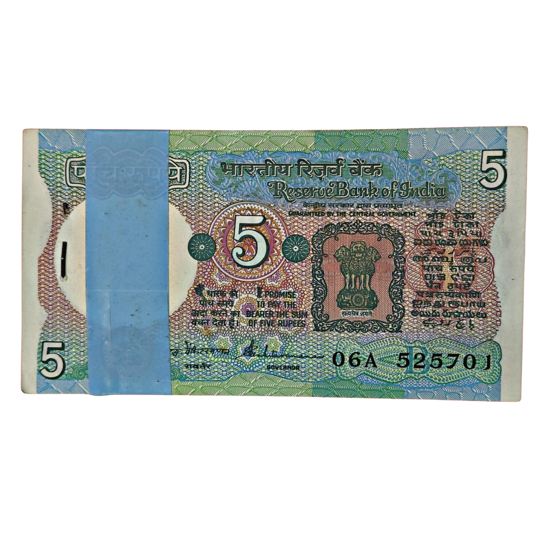 Rs 5 fresh bank note tractor issue governor name s vankitraman  525701 ending 786 including gem unc condition