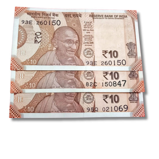 Rs 10 Fancy Note Set – Patriotic Dates UNC | Shaktikanta Das