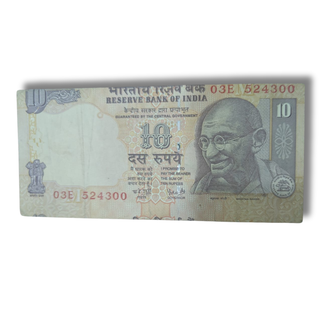 Rs 10 Error Note Shifted Print  Paper Cutting Error 524300 – As Per Condition