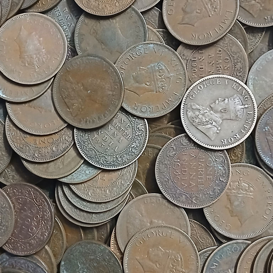 Quarter Anna Coins British India George V & VI Lot 50 pis