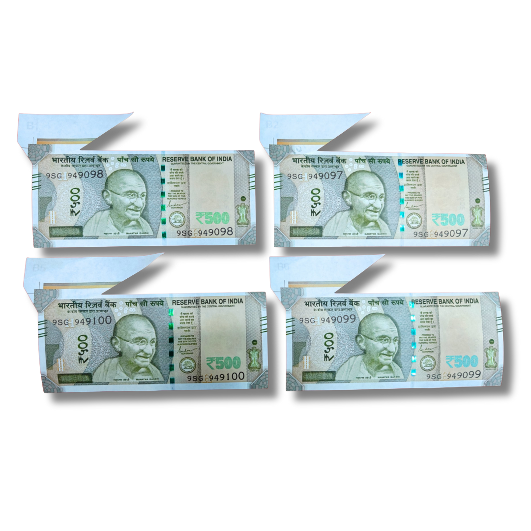 Rs 500 Error Note 4 Piece Sheet Misprint
