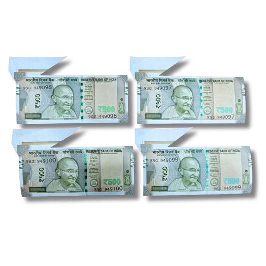 Rs 500 Error Note 4 Piece Sheet Misprint