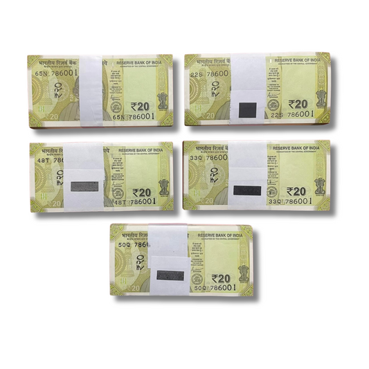 Rs 20 new 786001 holy bismillah number each packet 3600 governor shaktikant das unc condition