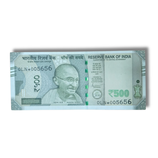 Rs. 500 Indian Currency Note – Fancy Serial Number 005656 | Single Collectible Note
