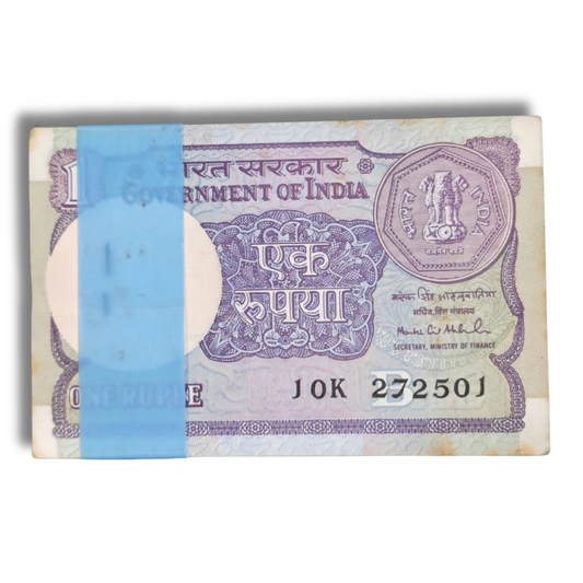 Rs 1 Note Fresh Packet 100 Notes 1991 year Mantek Singh Ahluwalia