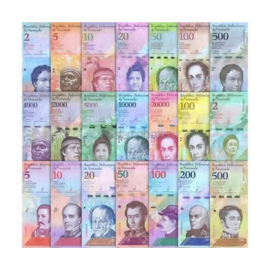Venezuela Bolivares Complete Set - All 22 Different Currency Notes Collection - Collection Bazzar