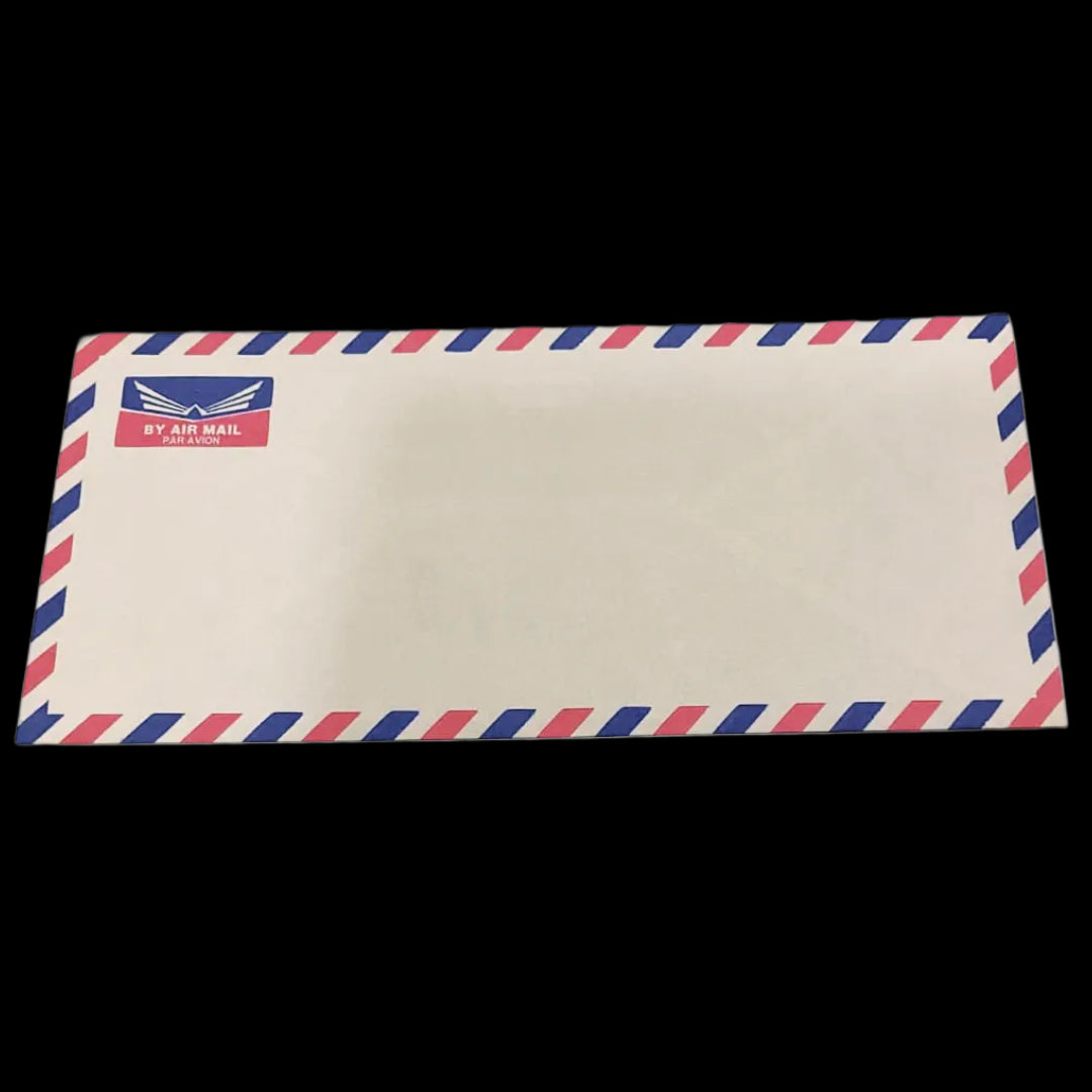 Vintage Air Mail Envelope - Classic Red White Blue Striped Border Design - Collection Bazzar