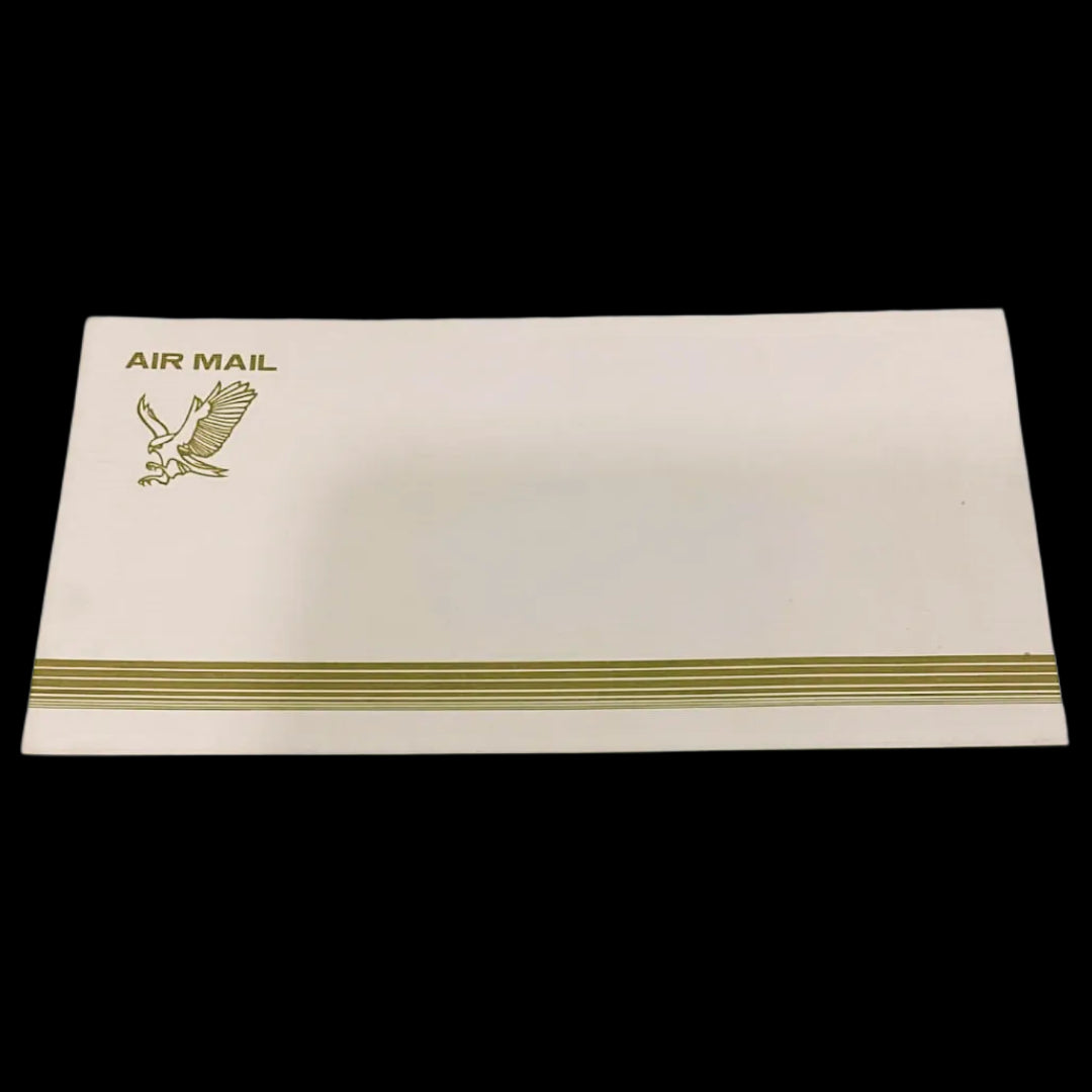 Vintage Air Mail Envelope with Eagle Emblem - Gold Striped Aerogramme - Collection Bazzar