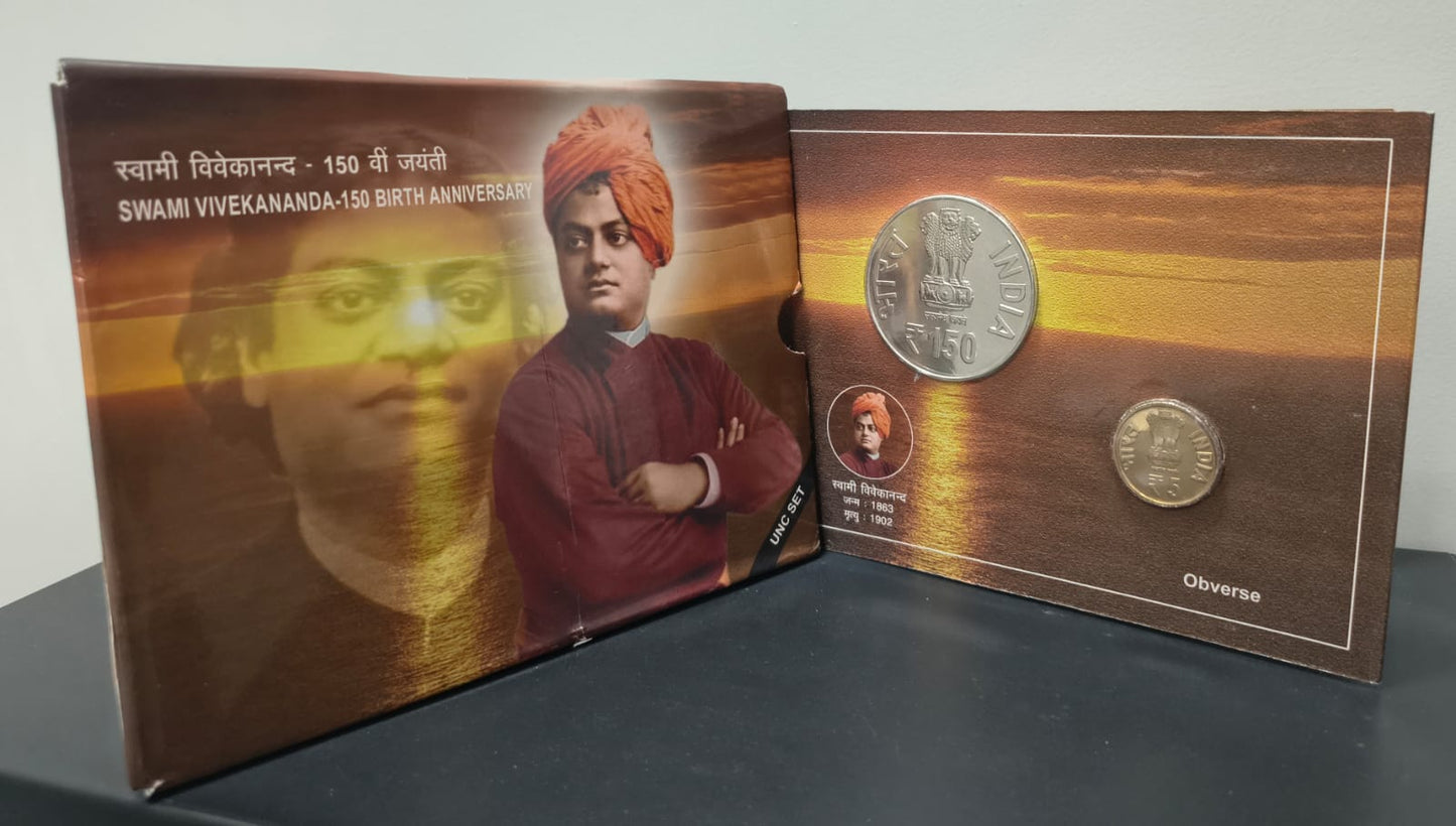 Swami Vivekananda -150 Birth Anniversary 2 Coins - ₹150 and ₹5 ( Proof Set)