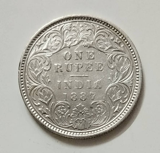 Rs 1 Coin One Rupee 1887 Queen Victoria Empress Good Condition As Per Image