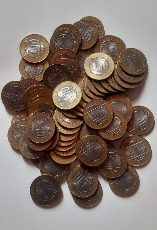 Rs 10 Coin Year 2006 Cross Coin Design 100 Coins Set | Indian Coin
