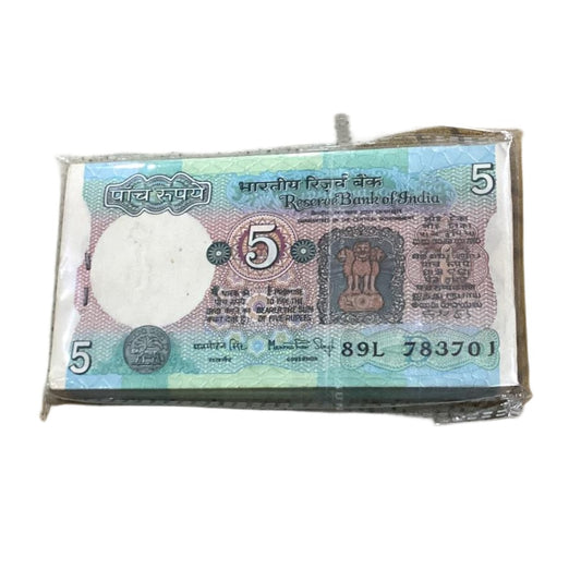 Rs 5 Note Tractor Packet Serial 783701 Ending 786 - 783786 | Signed by Manmohan Singh