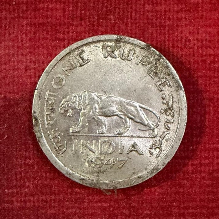 One Rupee Coin Error 1947 George VI King Stucked Cut Pressure