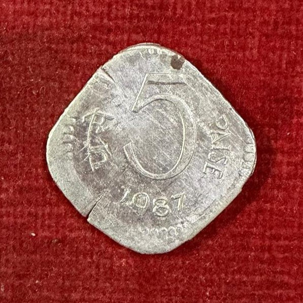 5 Paise Coin Error & Misprint 1987 Shifted Error Printing Rare