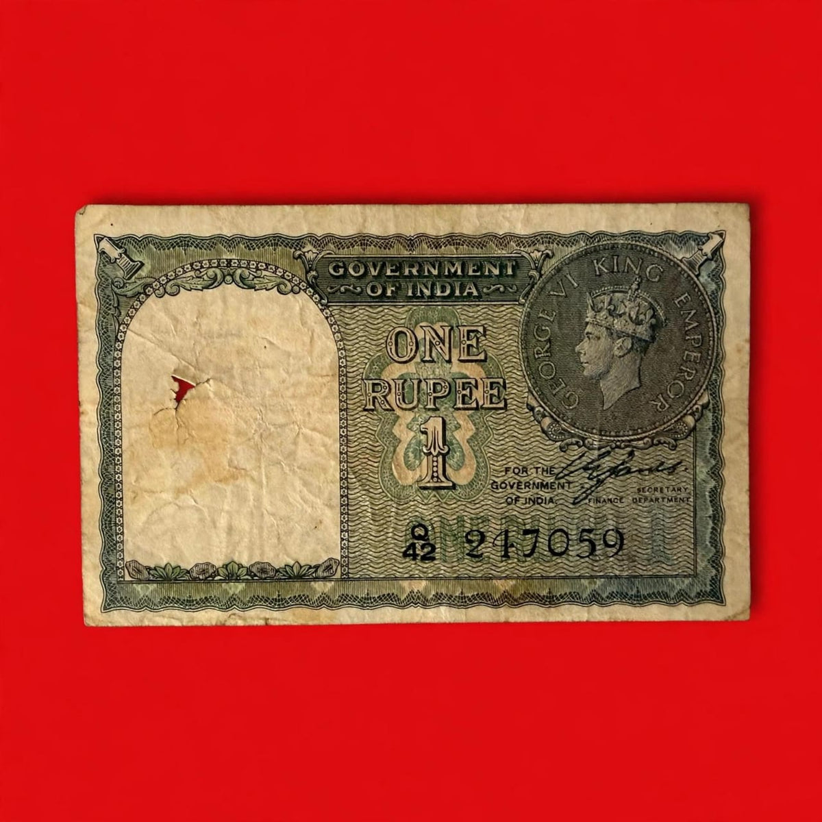 Rs 1 George VI King emperor year 1940 Rare Collectible Hard to Find