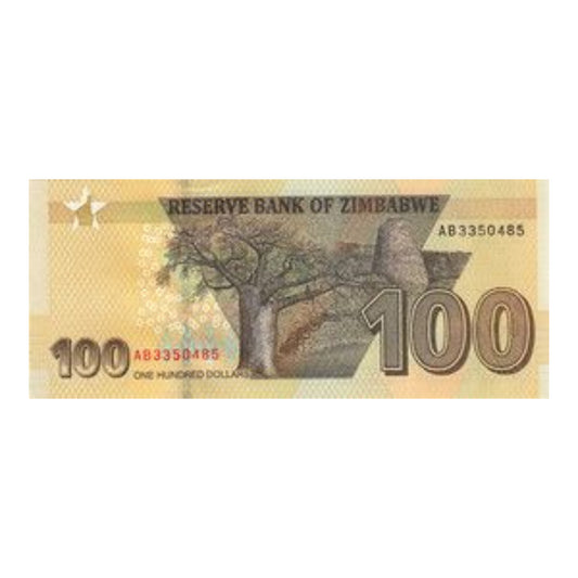 Zimbabwe 100 Dollars Banknote On Back  Chiremba Balancing Rocks - Collection Bazzar