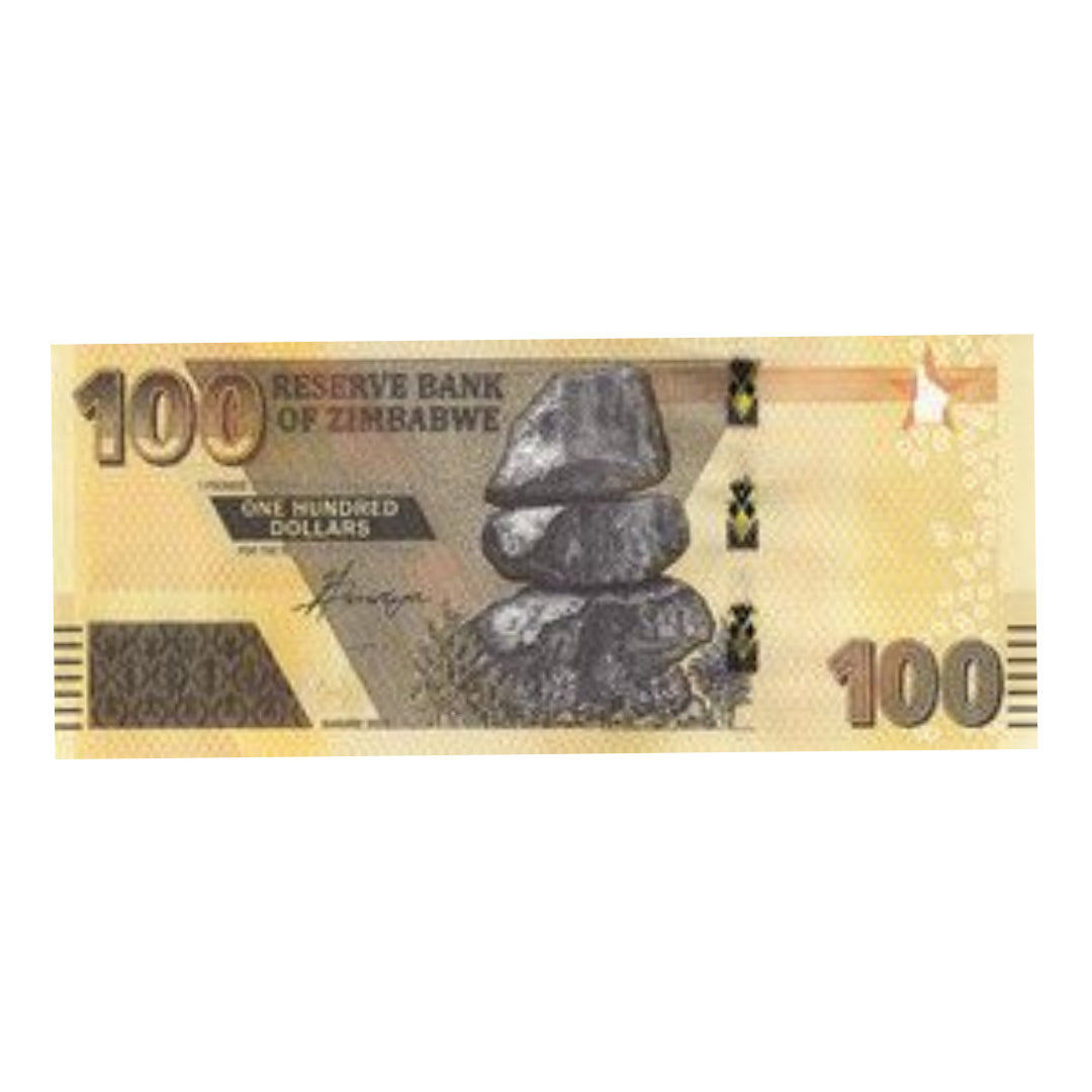Zimbabwe 100 Dollars Banknote On Back  Chiremba Balancing Rocks - Collection Bazzar