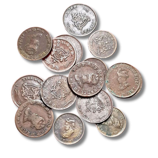 1/2 Anna – Jiwaji Rao Shinde Gwalior | 15 Coins Set (Excellent Condition, ₹1000)