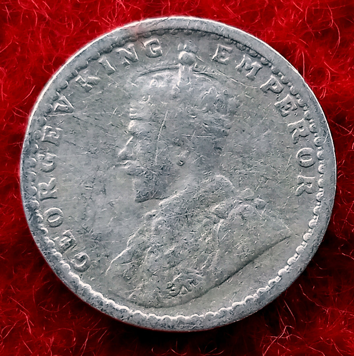 Two Annas Silver Coin 1913 George V King Emperor Rare