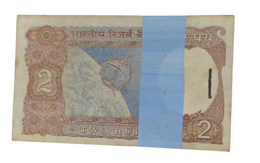 Rs 2 Satellite Note Packet 606501 Serial | RBI Old Issue 100 UNC Notes