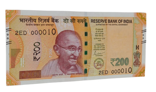 Rs 200 lower number 000010 governor shaktikant das unc condition