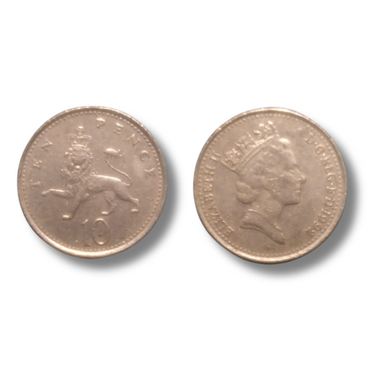 Great Britain 10 Pence coin 1995 featuring Queen Elizabeth II – collectible world coin for currency and numismatic collection