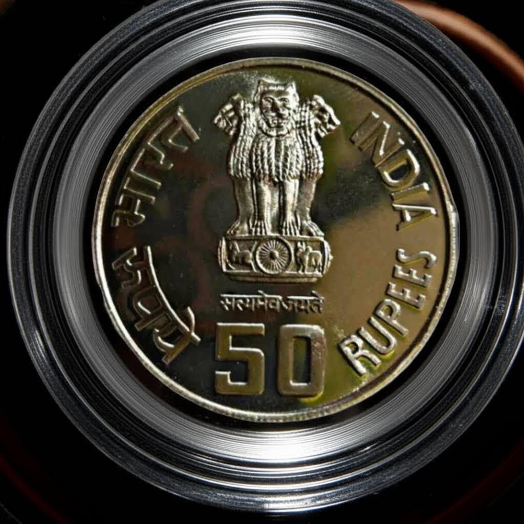 ₹50 ONGC Silver Coin – Ultra BU | Commemorative UNC Set | Oil & Natural Gas Corporation India