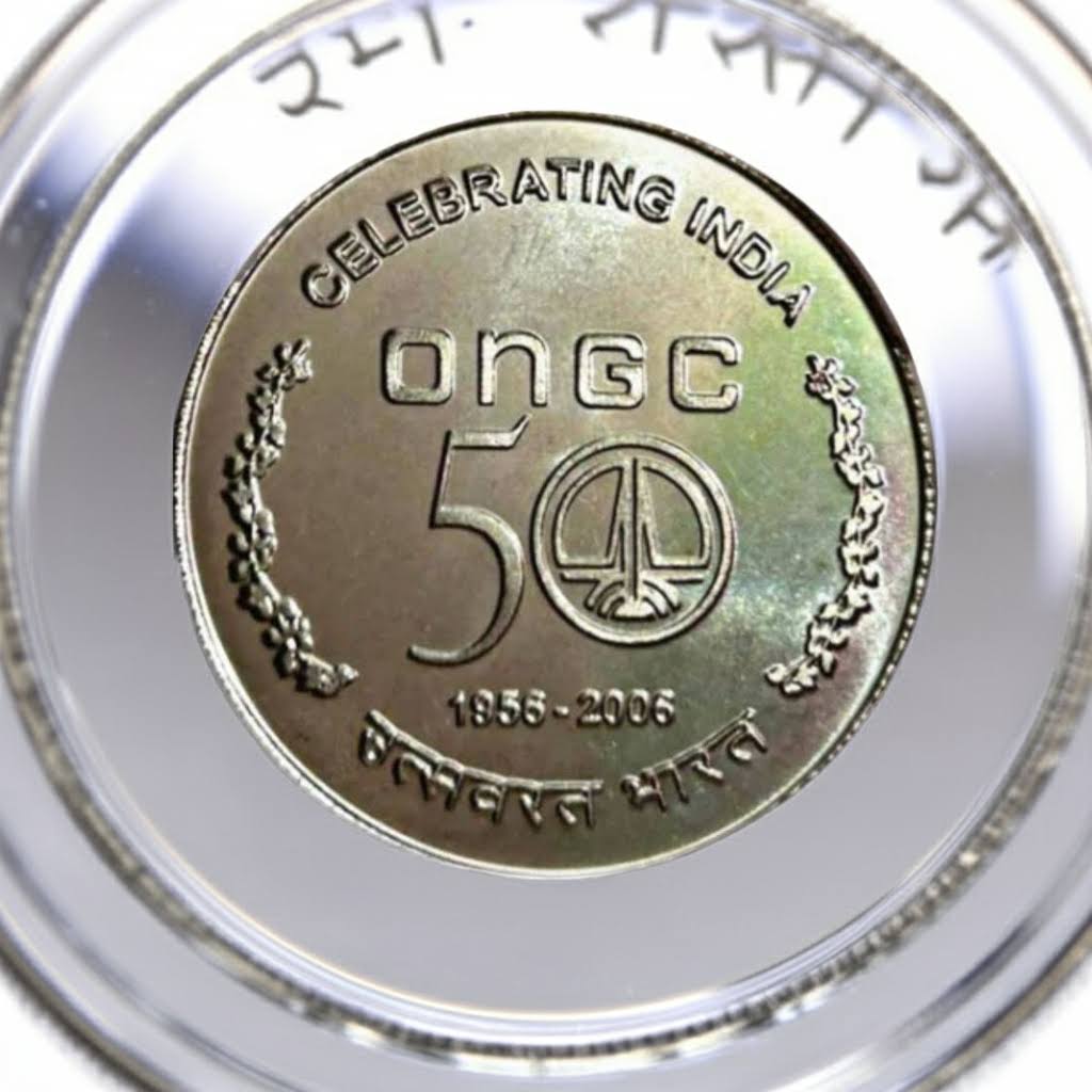 ₹50 ONGC Silver Coin – Ultra BU | Commemorative UNC Set | Oil & Natural Gas Corporation India