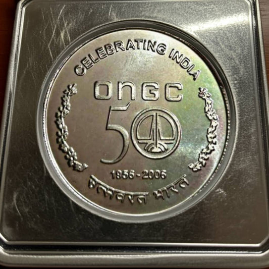 ₹50 ONGC Silver Coin – Ultra BU | Commemorative UNC Set | Oil & Natural Gas Corporation India