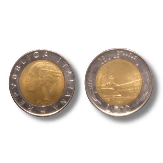 Vintage 1989 Italy 500 Lire coin with Quirinale Presidential Palace and female freedom design – collectible world coin for numismatics