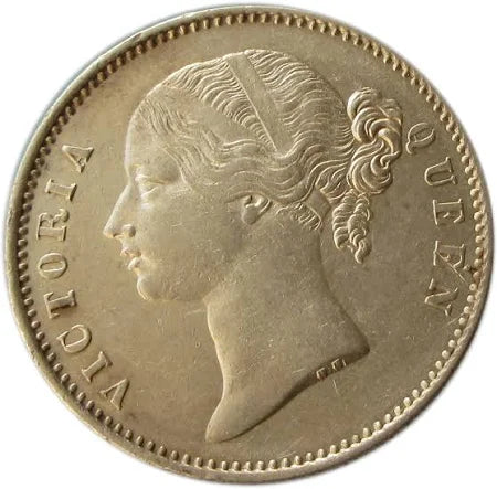 One Rupee Silver Coin 1840 East India Company Queen Victoria
