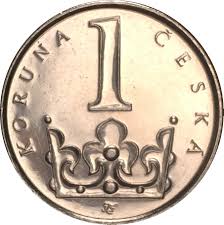 Rare 1 Koruna Czech Republic coin featuring St. Wenceslas crown and Czech lion emblem, collectible old CZK currency