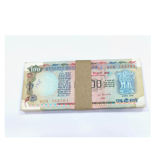Rare ₹100 note packet with serial number 155701, RBI issue 100 UNC notes full bundle