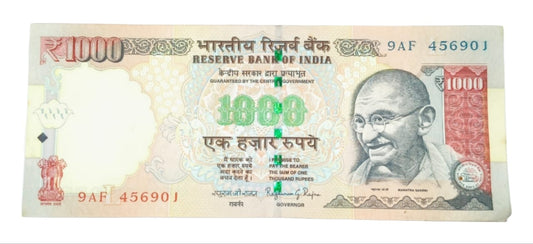 Rare ₹1000 note packet with serial number 456901, demonetized RBI issue 100 UNC notes full bundle