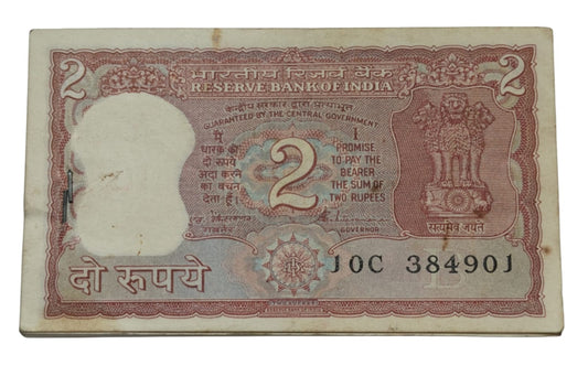 Rare ₹2 tiger note packet with serial number 384901, RBI old issue 100 UNC notes full bundle