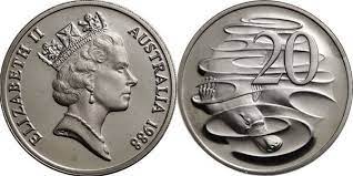 Rare 20 cents Australia coin featuring platypus design and Queen Elizabeth II portrait, collectible Australian coin