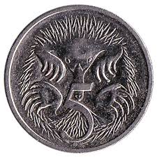 Rare 5 cent Australia coin featuring Echidna design and Queen Elizabeth II portrait, collectible old Australian coin